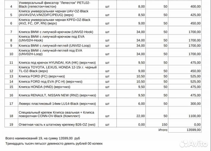 Клипсы для Eva и ворса