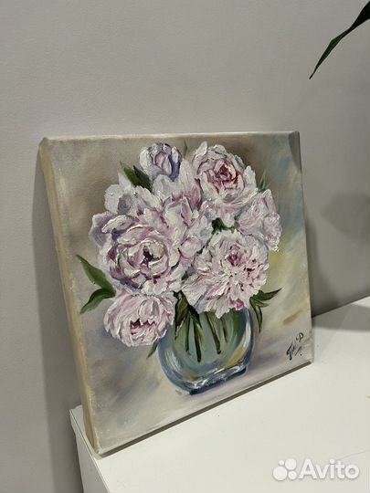 Картина маслом пионы