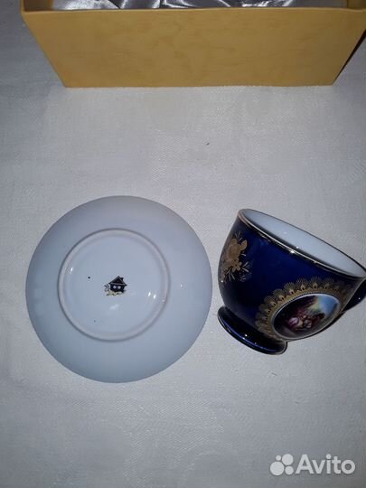 Чайная пара,кобальт,позолота