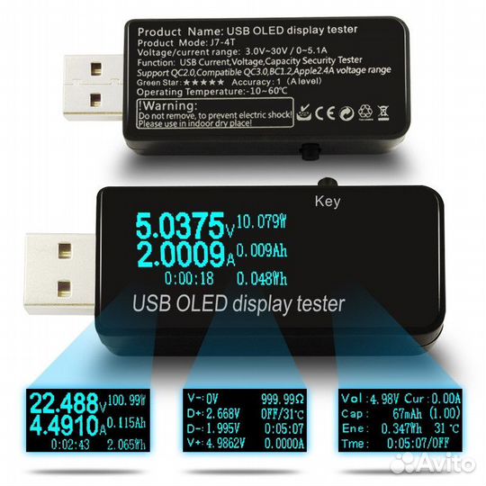 Светодиодный USB-тестер 128x64