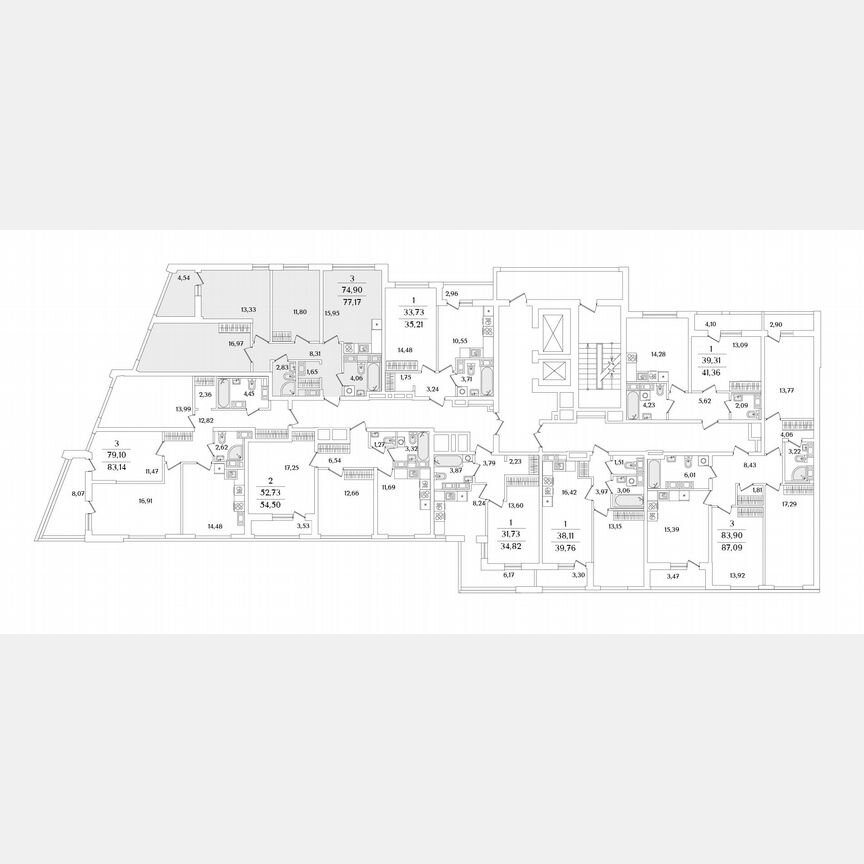3-к. квартира, 77,2 м², 13/17 эт.