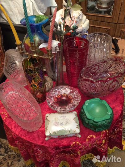 Ваза цветное стекло и хрусталь