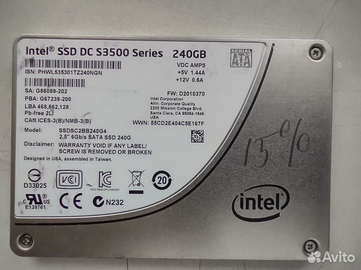 SSD диск intel ssd dc s3500 series 240gb