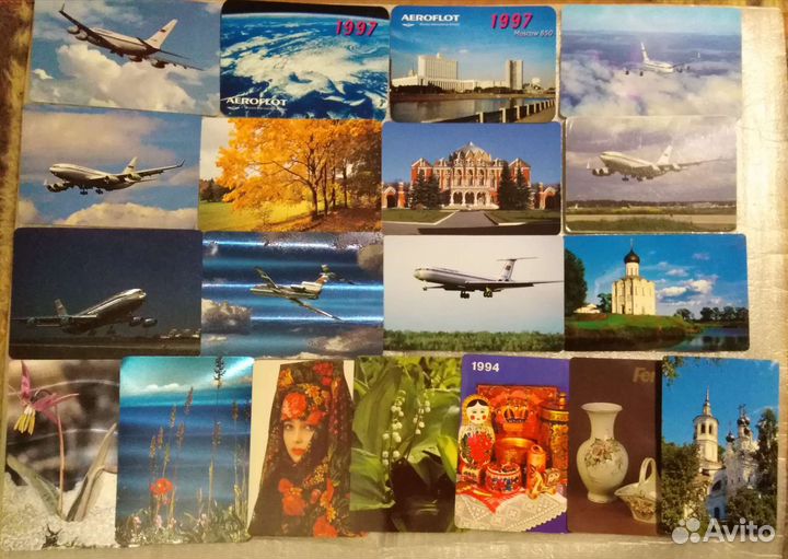 Аэрофлот. Набор календариков 1993-1998гг, 19шт