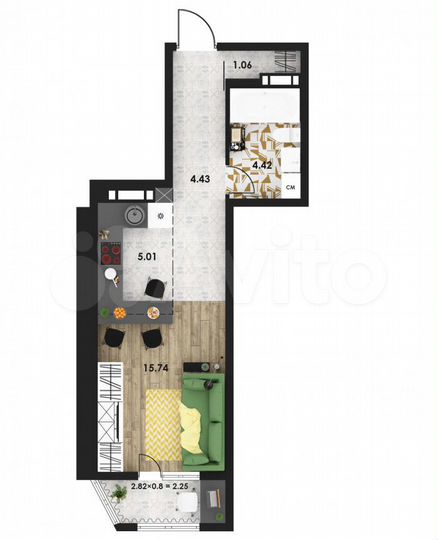 Квартира-студия, 31,5 м², 10/16 эт.