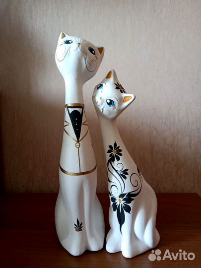 Парные статуэтки кошка и кот