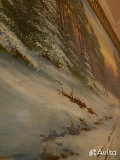 Картина маслом зимний пейзаж