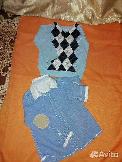 Свитер, брюки, рубашка х/б для мальчика 2года