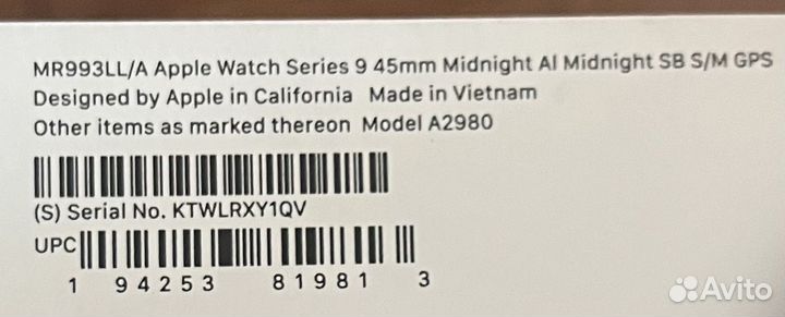 Apple Watch Series 9 45mm Midnight 97акб Чек