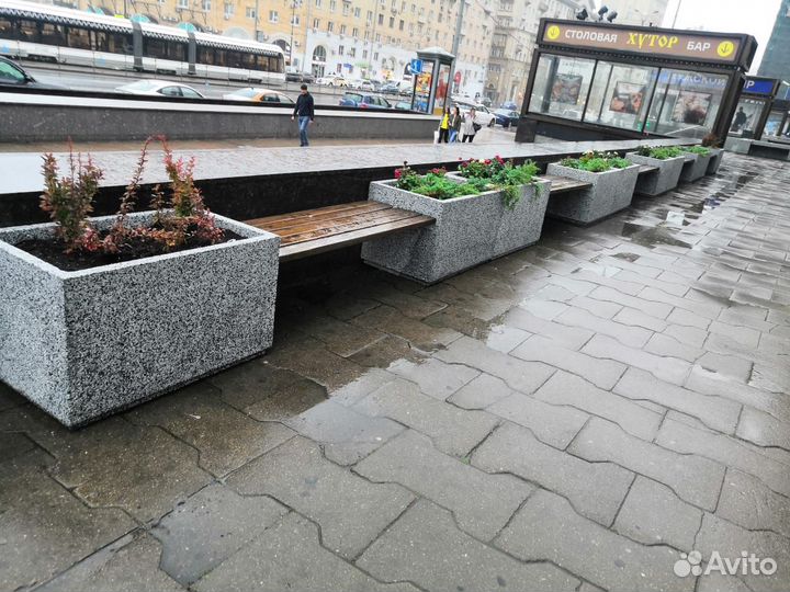 Вазон бетонный уличный цветник кашпо фактура камня