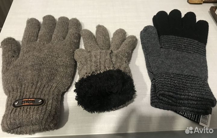 Перчатки мужские кожаные и вязаные тёплые
