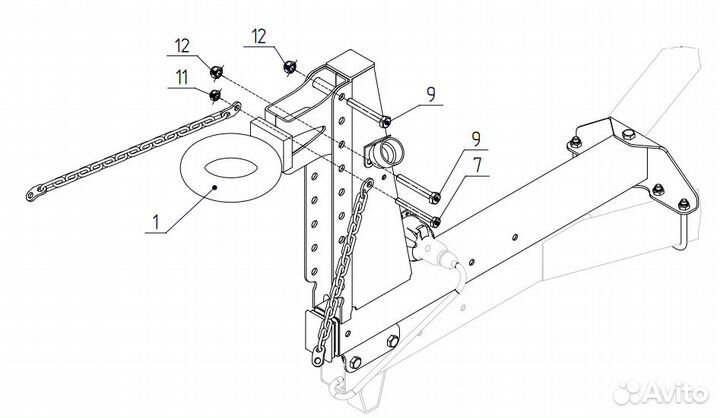 Петля дышла прицепа d90 с кронштейном для прицеп