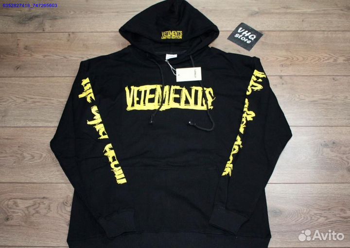 Худи vetements чёрное oversize (Арт.28761)