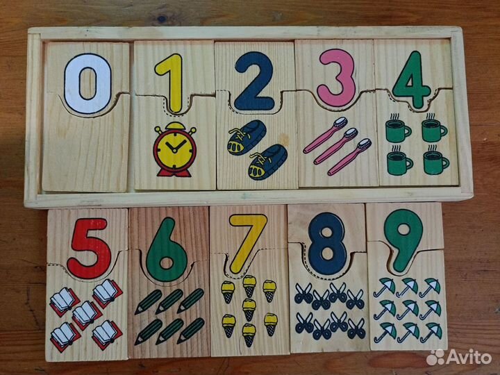 Игровой деревянный набор пазлы счёт