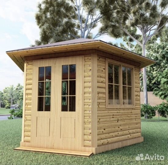 Беседка деревянная остеклённая