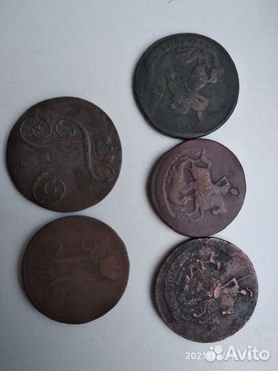 Подборки медных царских монет, разные номиналы