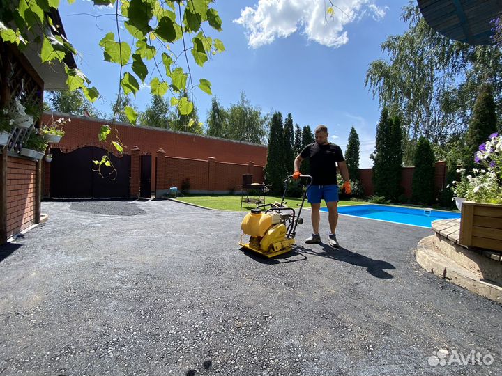 Благоустройство участка, асфальт, плитка