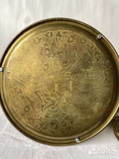 Латунный поднос для восточного чая со стаканчиками