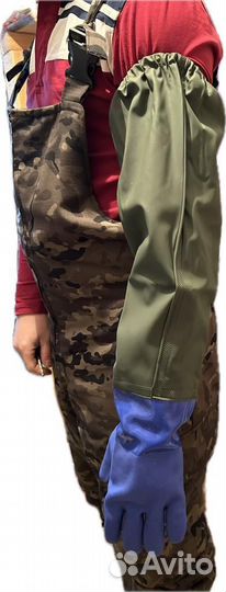 Перчатки резиновые длинные утепленые