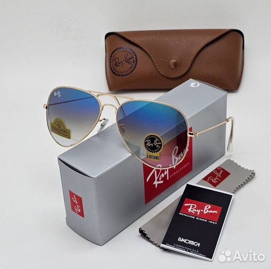 Очки aviator Ray-Ban premium качество стекло