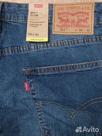 Джинсы мужские levis 511 W36 оригинал светло-синие