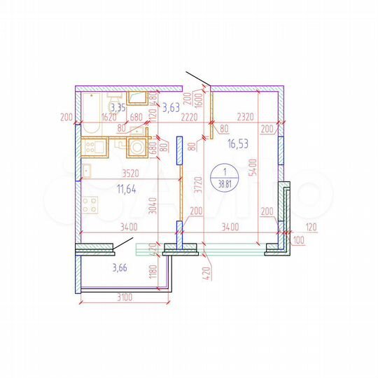 1-к. квартира, 38,8 м², 3/17 эт.