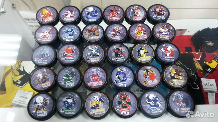 Шайбы хоккейные с талисманами клубов нхл