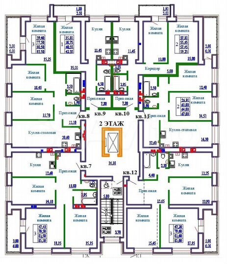 2-к. квартира, 67 м², 2/9 эт.