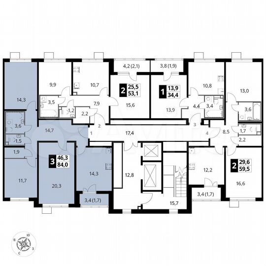 3-к. квартира, 84 м², 23/24 эт.