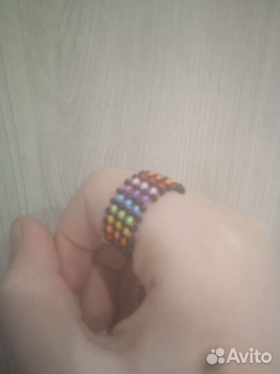 Кольцо в 3 ряда из бисера