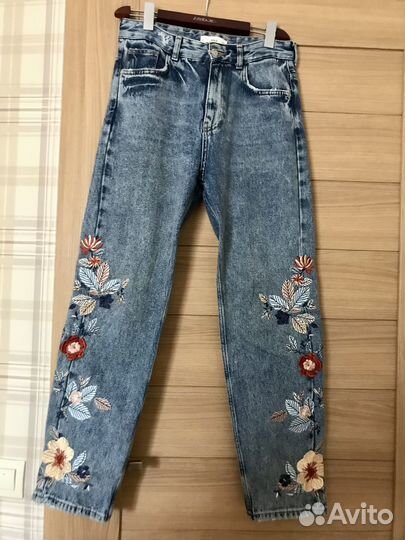 Джинсы Mango с цветами, 42(XS)