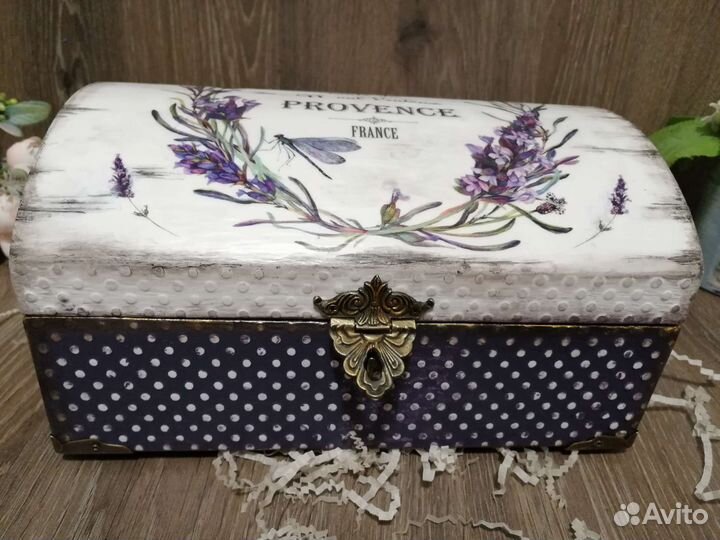 Бокс шкатулка для подарка прованс винтаж Лаванда