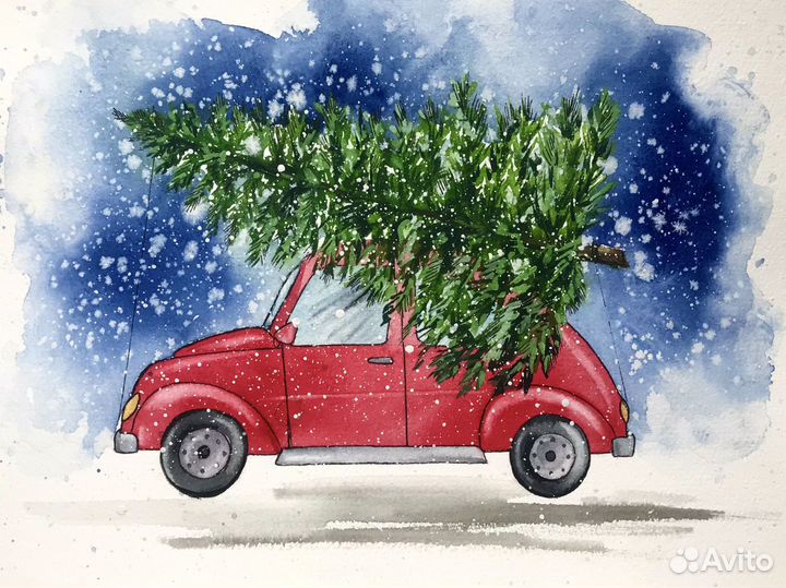 Акварельные машинки. Иллюстрации