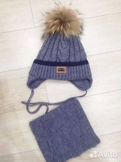 Комплект шапка и снуд зимний для мальчика