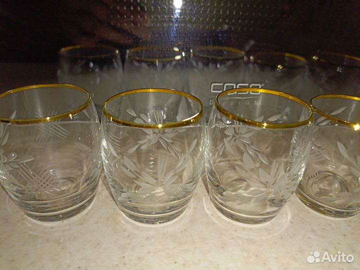 Стопки алмазная резьба 35 мл золотой ободок