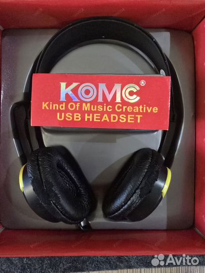 Наушники с микрофоном USB полноразмерные komc 9500