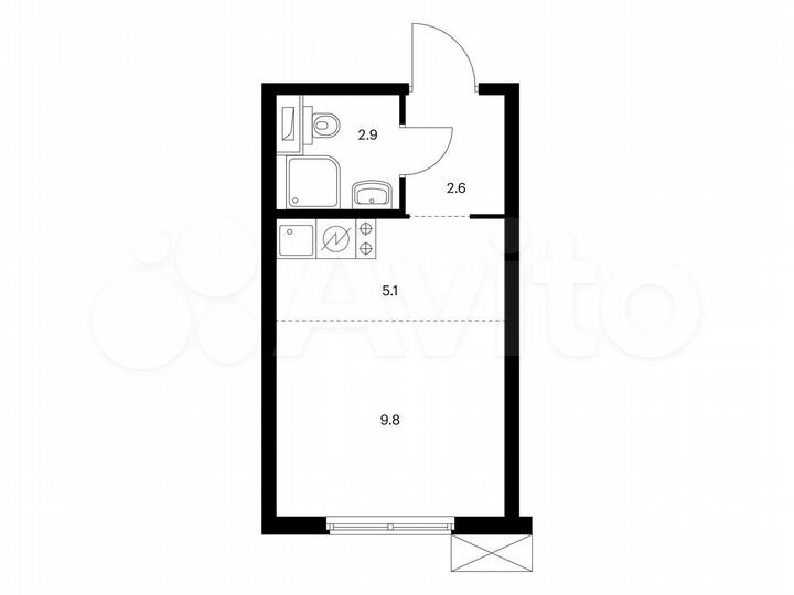 Квартира-студия, 20,4 м², 31/33 эт.