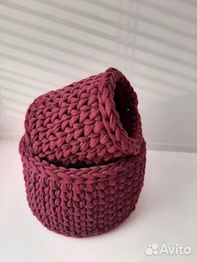 Корзинка из трикотажной пряжи