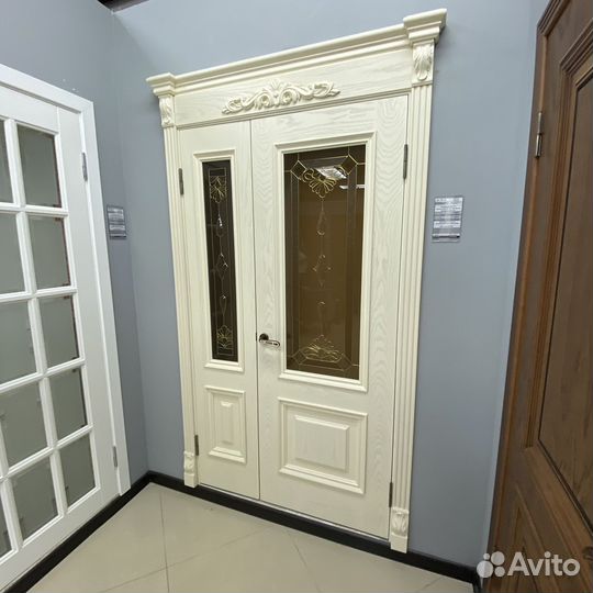 Дверь межкомнатная белая двойная