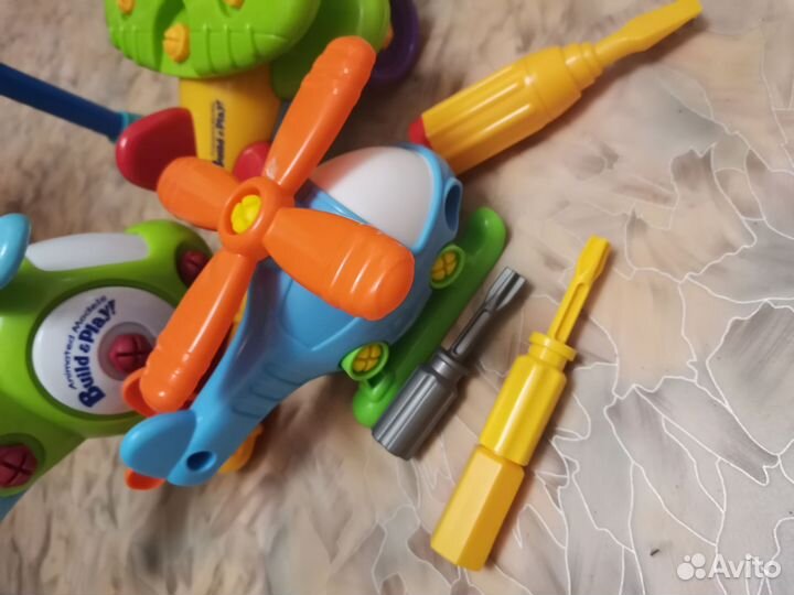 Конструктор самолёт и вертолёт с шуруповертом и др