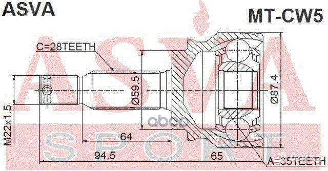 Шрус внешний прав/лев mtcw5 asva
