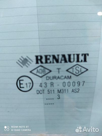 Стекло двери переднее левое Renault Megane 1