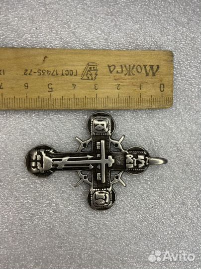 Старинный крест распятие Штурвал 18 век Серебро