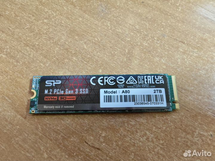 SSD 2Тб Silicon Power P34A80 M.2 NVMe 3000/3400 Мб