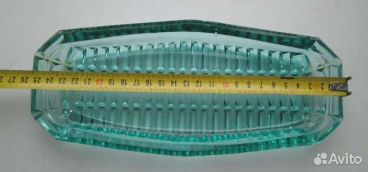 Селедочница. зеленое стекло. целая. винтаж СССР