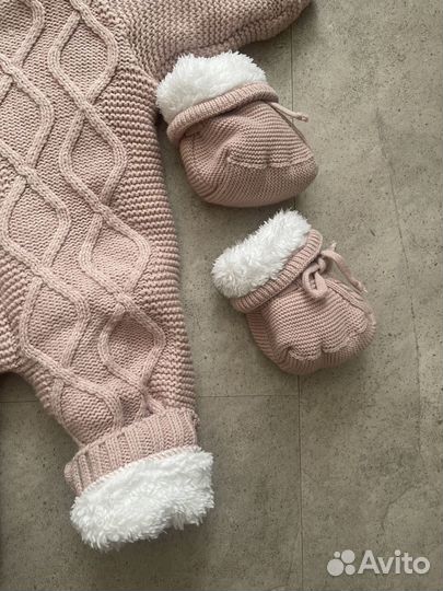 Вязаный комбинезон теплый на девочку 56-62