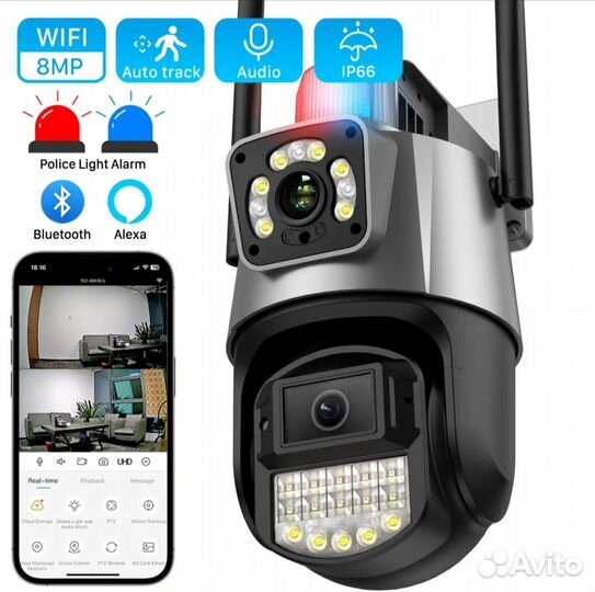 Камера видеонаблюдения wifi два объектива 8мр