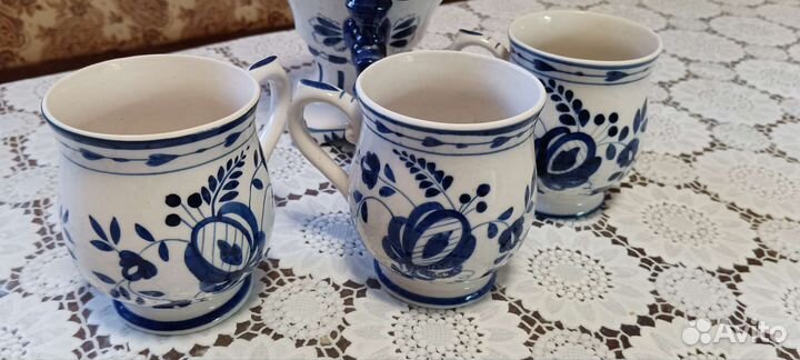 Конфетница Самовар гжель и чашки