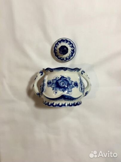 Новая сахарница Лебедь Гжель оригинал