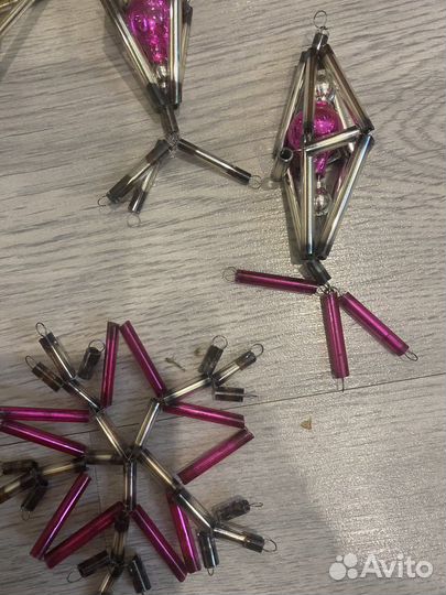 Елочные игрушки СССР стеклярус одим лотом